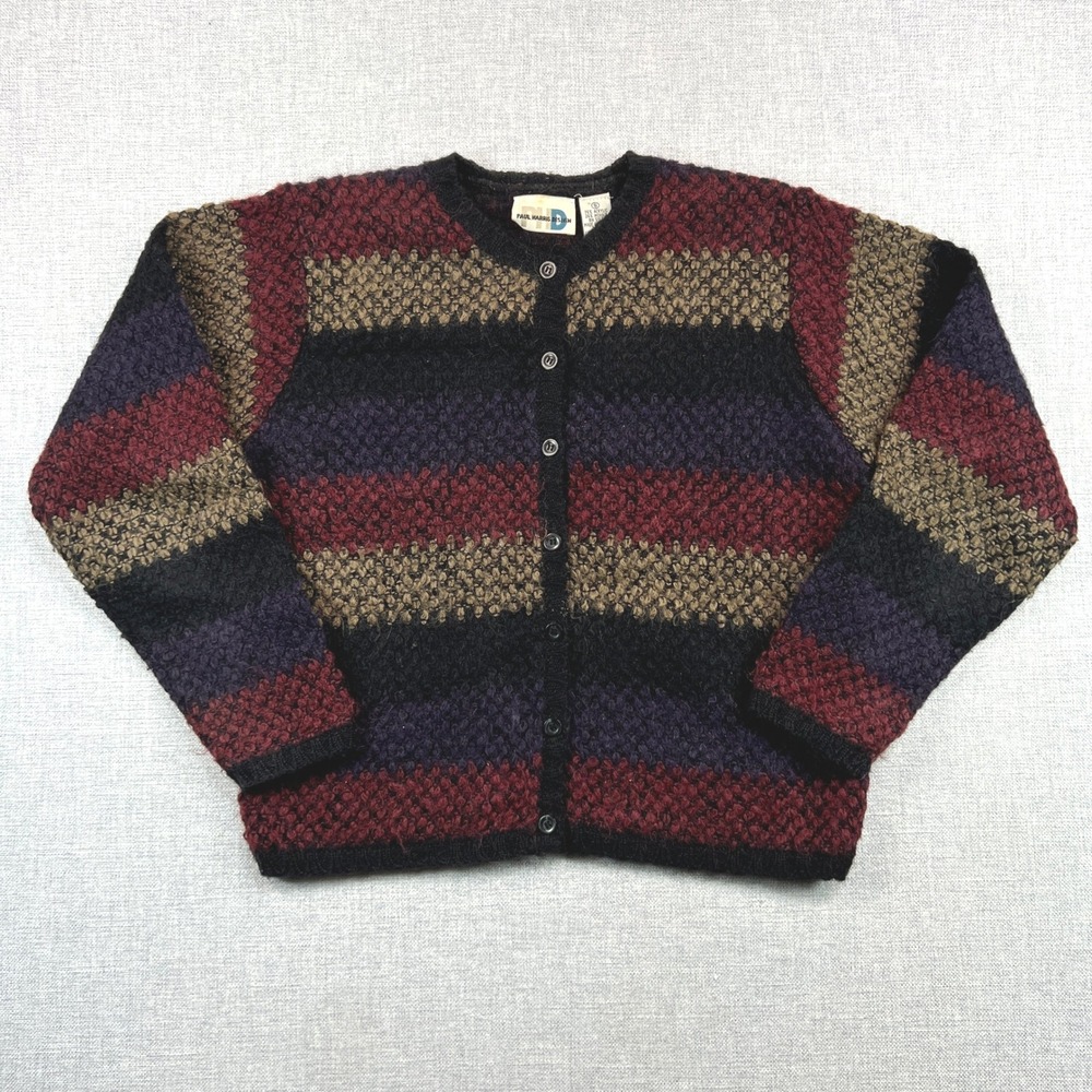 VTG Paul Harris Design Striped Mohair Acrylic Cardigan‎ Sweater Women S Cottage